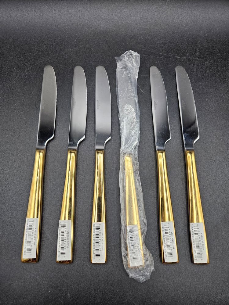 Cambridge Cali Gold Tone Handle Dinner Knives Set Of 6