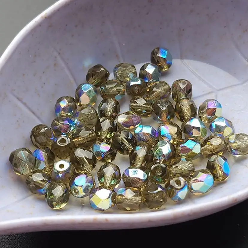 50pcs 6MM Czech Glass Beads, warm gray AB #BC171