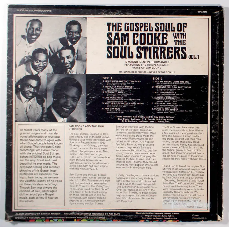 Sam Cooke - The Gospel Soul With the Soul Stirrers Vol. 1 (1969 / 72) Vinyl LP