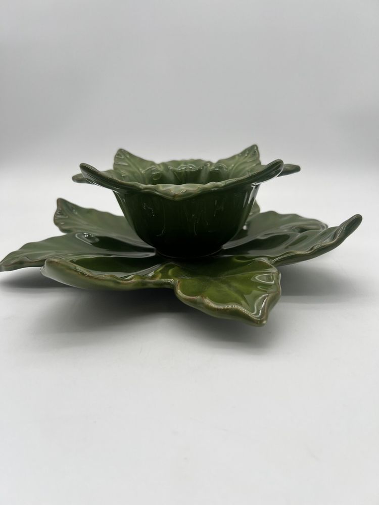 #12 Skyros Leaves Fern Green Ceramic Bowl & Plate