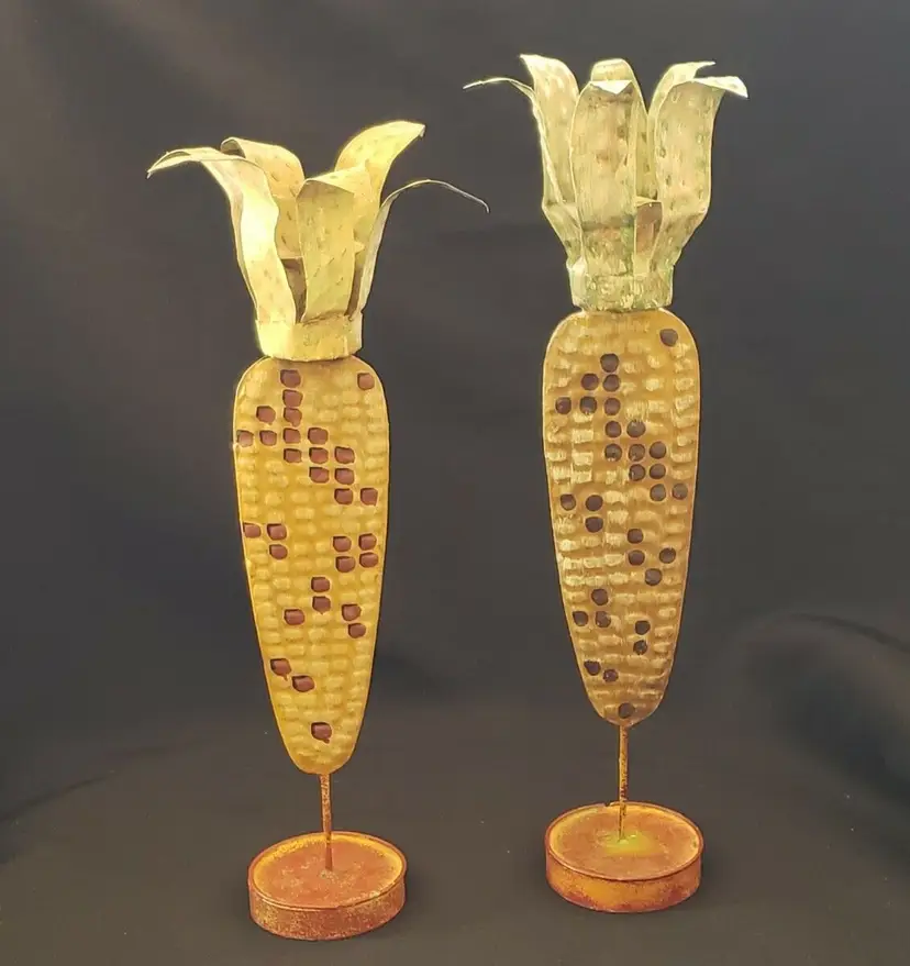 Silvestri Celebrations Corn & Tassles Hand Painted Metal Art - 2 sizes 13" & 12"