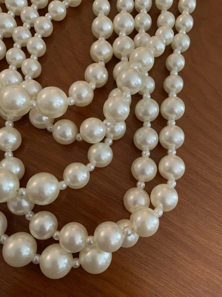 Vintage Faux Pearl Beads 5 Strand Necklace 18”