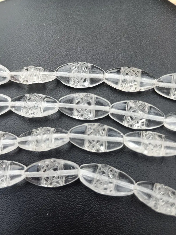 48 count Vintage Clear Cut Czech Glass Flat Tube Beads.