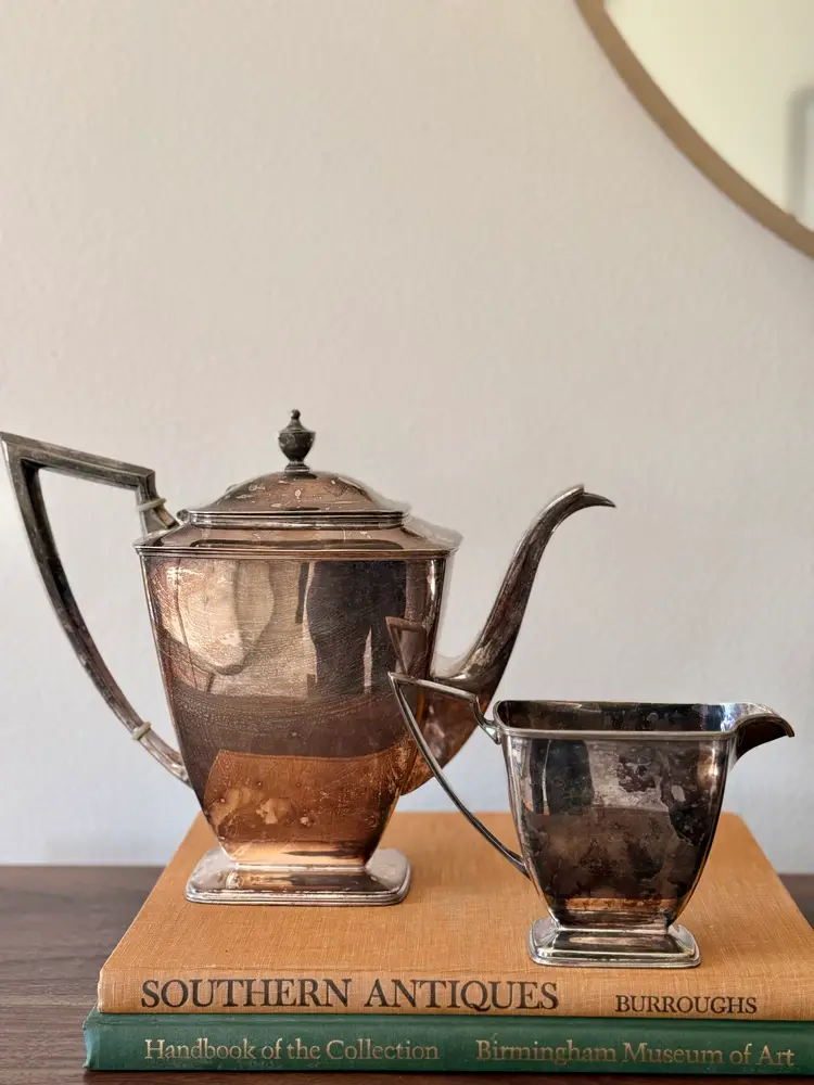 Vintage Art Deco Pairpoint Silver-Plated Teapot & Creamer