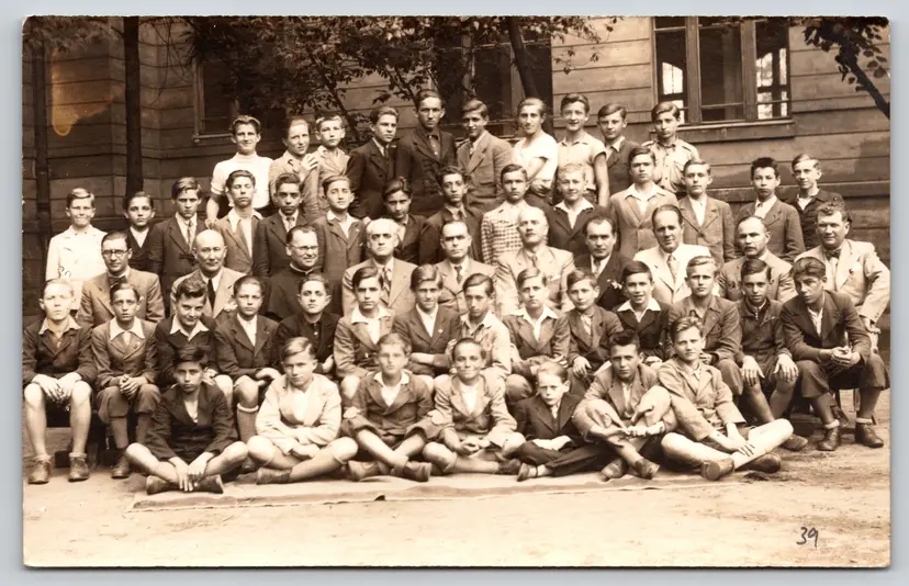 Postcard RPPC All Boy's and Men's School Class Group Real Photo - 9153