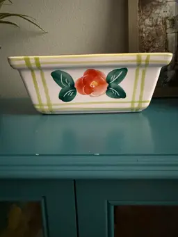 New England Pottery floral rectangular “window box" planter