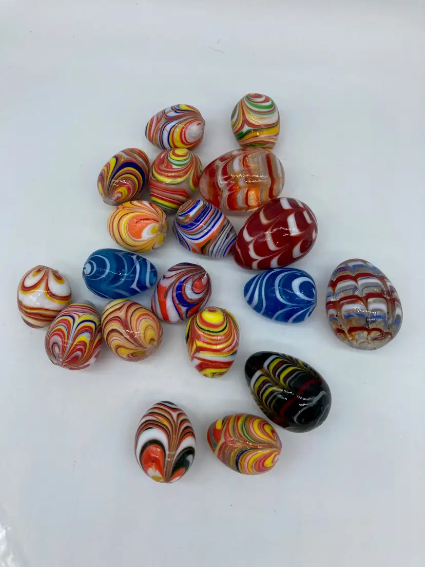 Choice - - -Miniature Hand Blown Multi Color Striped Swirl Glass Egg