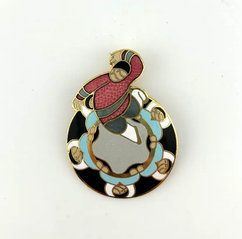 Vintage Signed Barbara Lavallee Artique Gold Tone Enamel Brooch