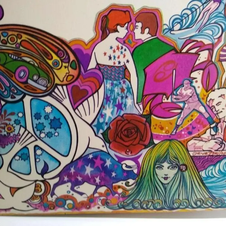 Vintage Folder 1970 Psychedelic Groovy Mod Retro Love Pop Culture Art John Wayne