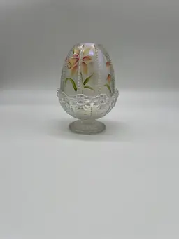 Fenton Hand Painted Diamond Optic Flowers Fairy Lamp
