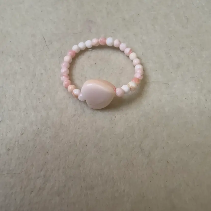Pink Conch Heart Stretchy Ring