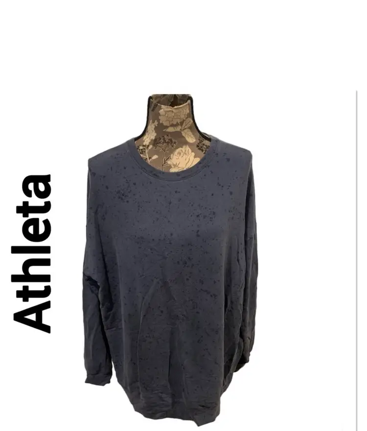 ATHLETA Studio to Street Blue Paint Splatter Crewneck Top size large