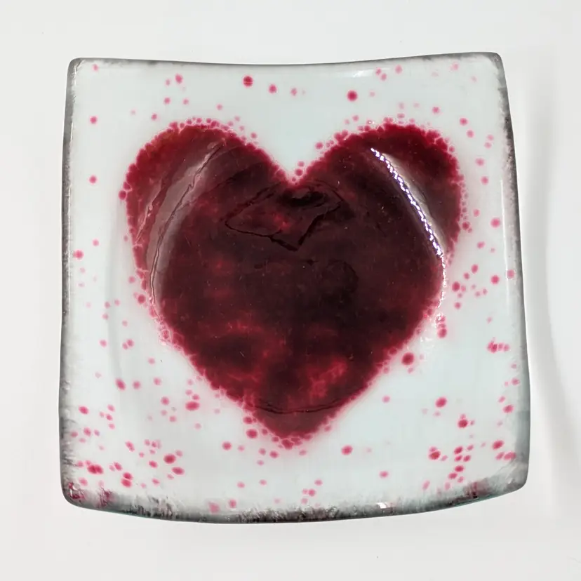 Fused Glass Heart Trinket Dish Made in Scotland