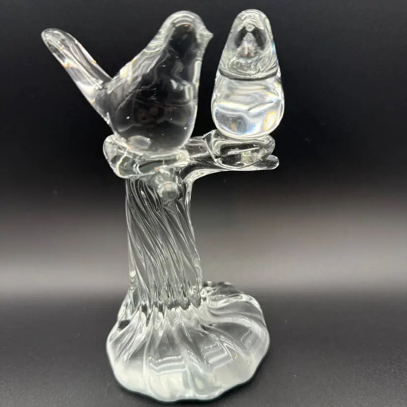 Clear Glass Two Birds on Branch