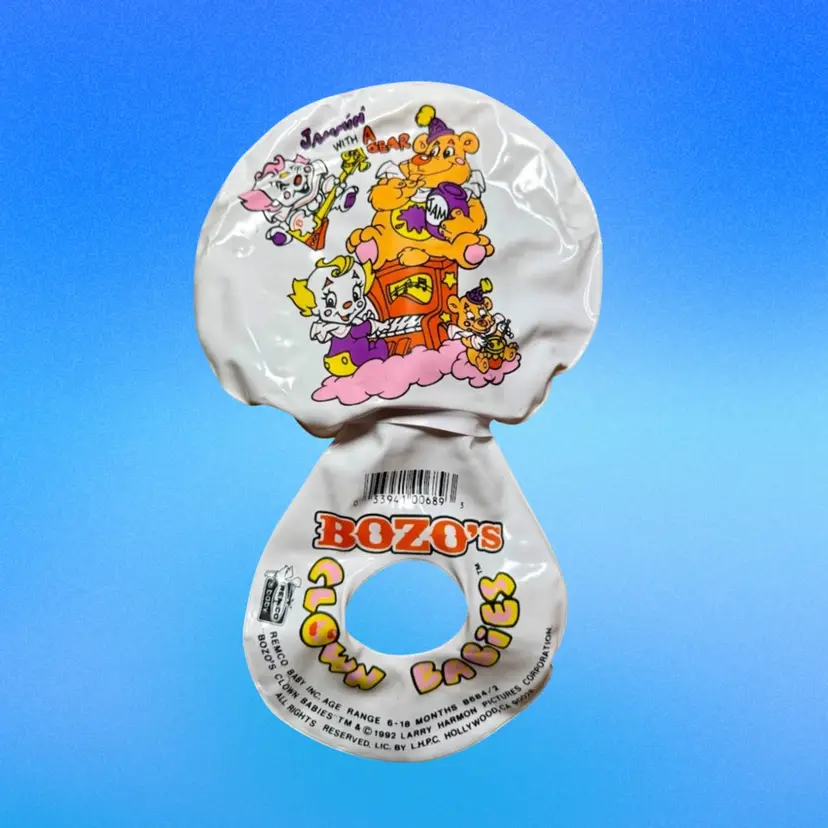 RARE 1992 Remco Bozo's Clown Babies Inflatable Rattle Toy | Inflation Not Tested