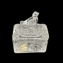 Hofbauer Byrdes Collection Crystal Bird Lid Trunk Trinket Jewelry Box W. Germany