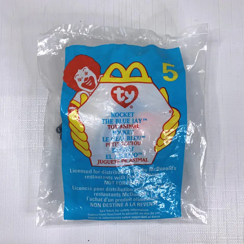TY McDonalds Teenie Beanie Baby 5 Rocket the Blue Jay 1999 Vintage