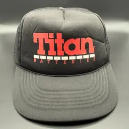 Vintage Titan Batteries Trucker Hat Snapback Mesh Foam Black Red Adjustable OSFA