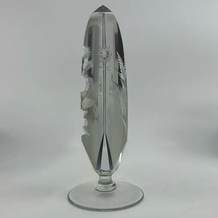 Vintage Triple Reverse Cut Crystal Obelisk 3 Seasons 7”