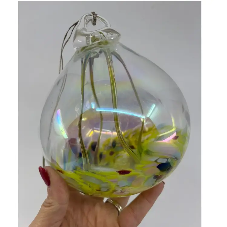 Large Blown Glass Witch Ball Ornament 6”