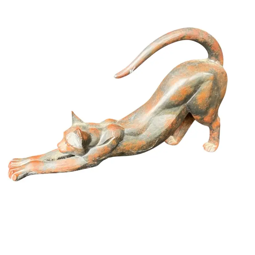 Border Fine Arts Cubist Stretching Cat Figurine