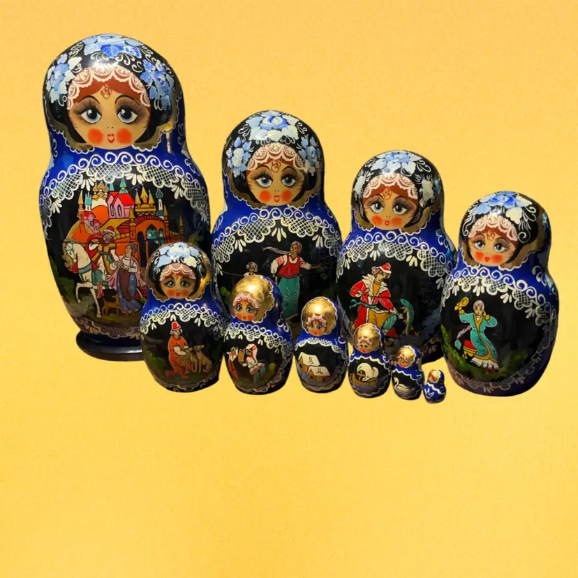 20. Vintage "The Swan Princess" Fairy Tale Nesting Doll 10pc/10"