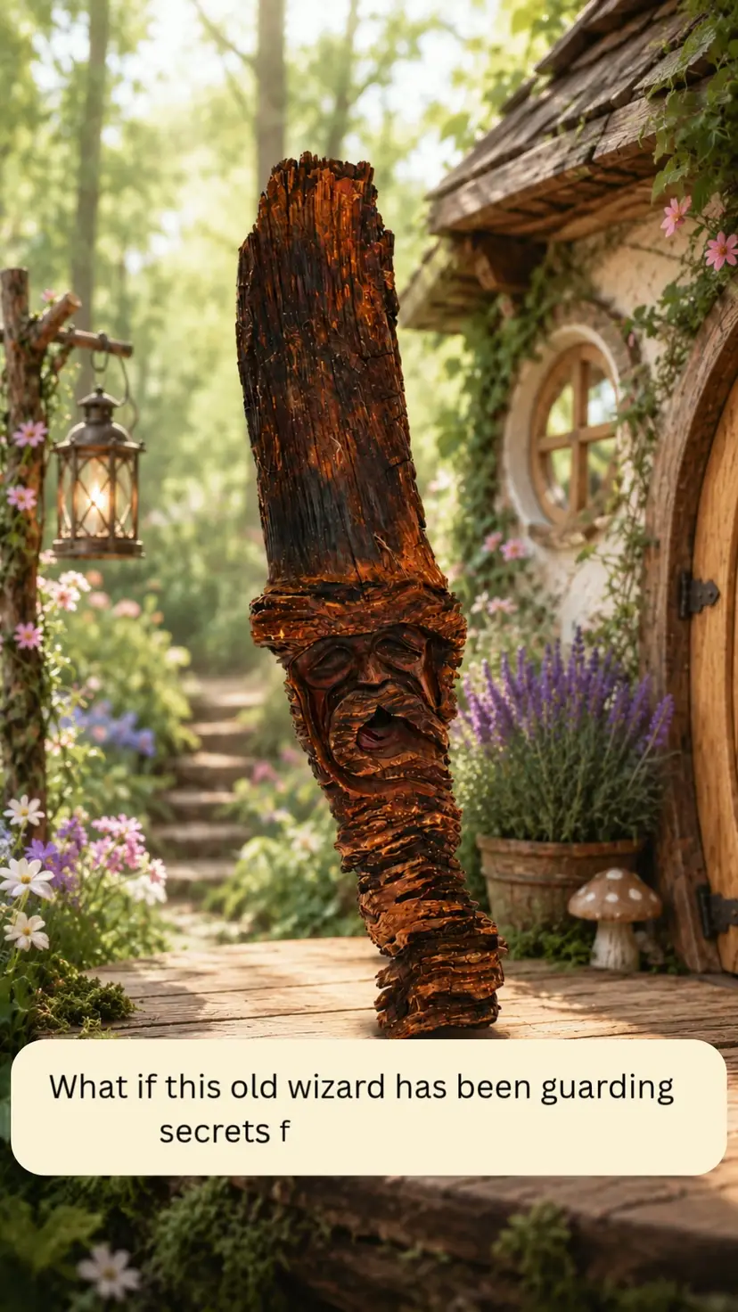 Vintage Carved Wood Wizard Wall Art 13" Rustic Folk Art Old Man Sculpture Signed