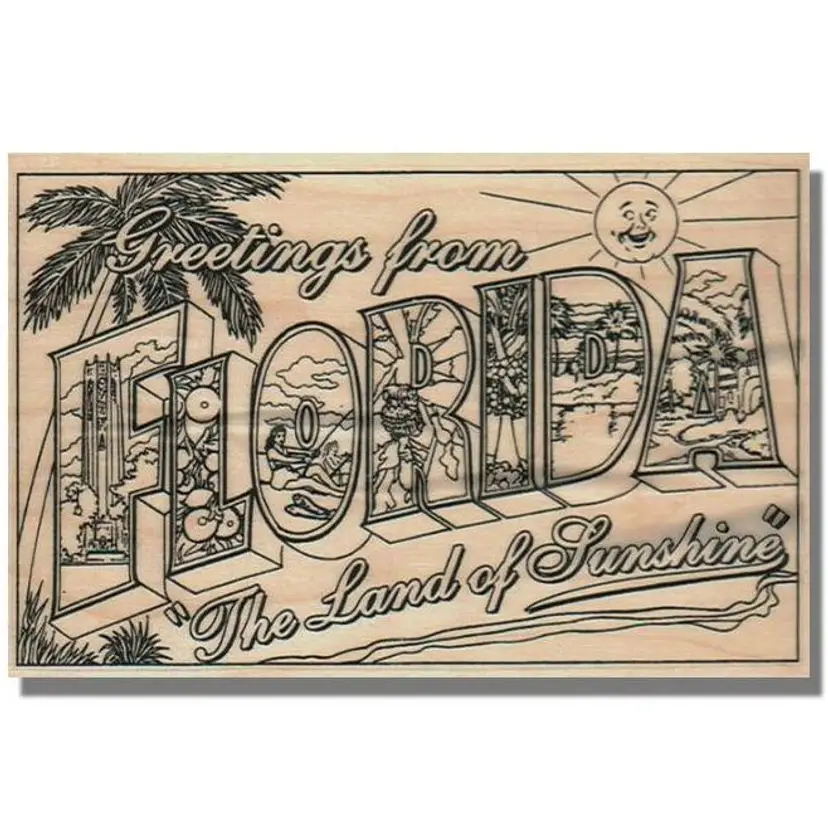 Greetings From Florida Postcard Rubber Stamp