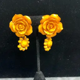 Clip On Acrylic Earrings - Rose Dangle