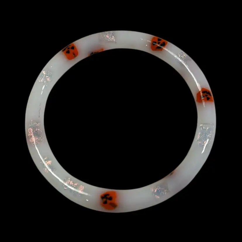 Dichroic Art Glass Jack O’ Lantern Pumpkin Bangle Bracelet  Halloween - Handmade - 1/1