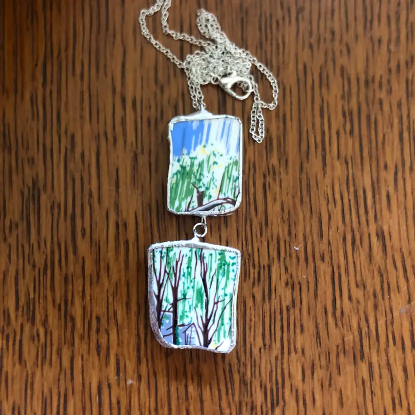 Oodelally Shop Broken Pottery Artisan Made Pendant Elvis Collector Plate Handcrafted Necklace 1in x 2.5in