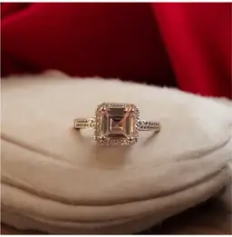 Champagne & white sapphire 14k rose gold size 7 ring