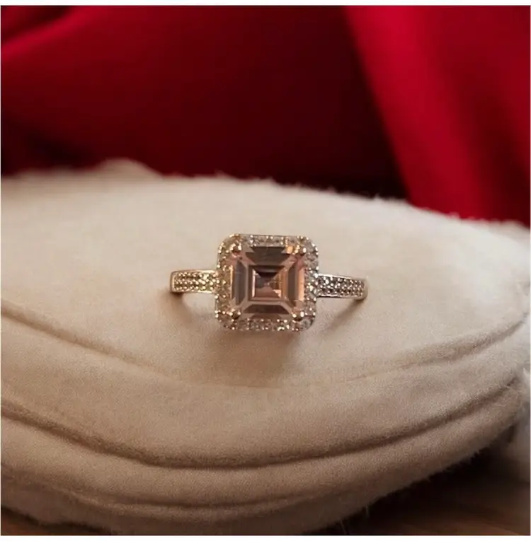 Champagne & white sapphire 14k rose gold size 7 ring