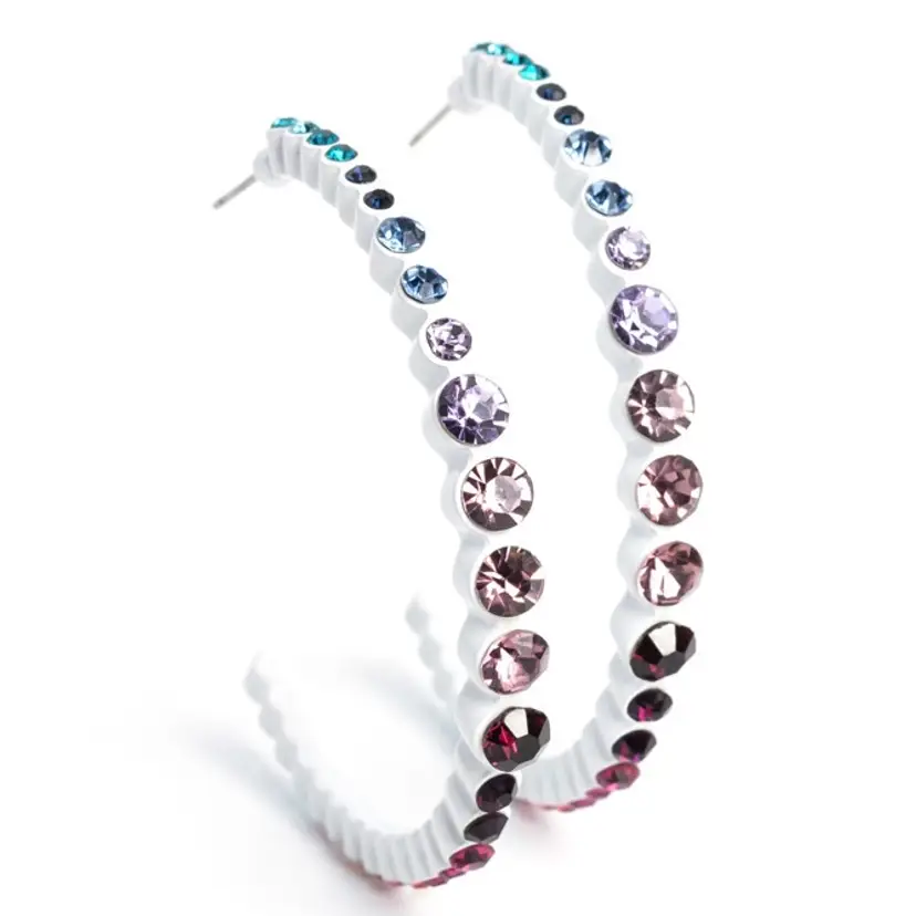 Rainbow Crystal Hoop Earrings
