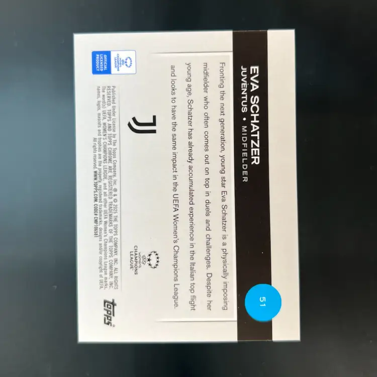 Eva Schatzer 2024/25 Topps Chrome UWCL Sapphire Rose Gold /50 Soccer Card