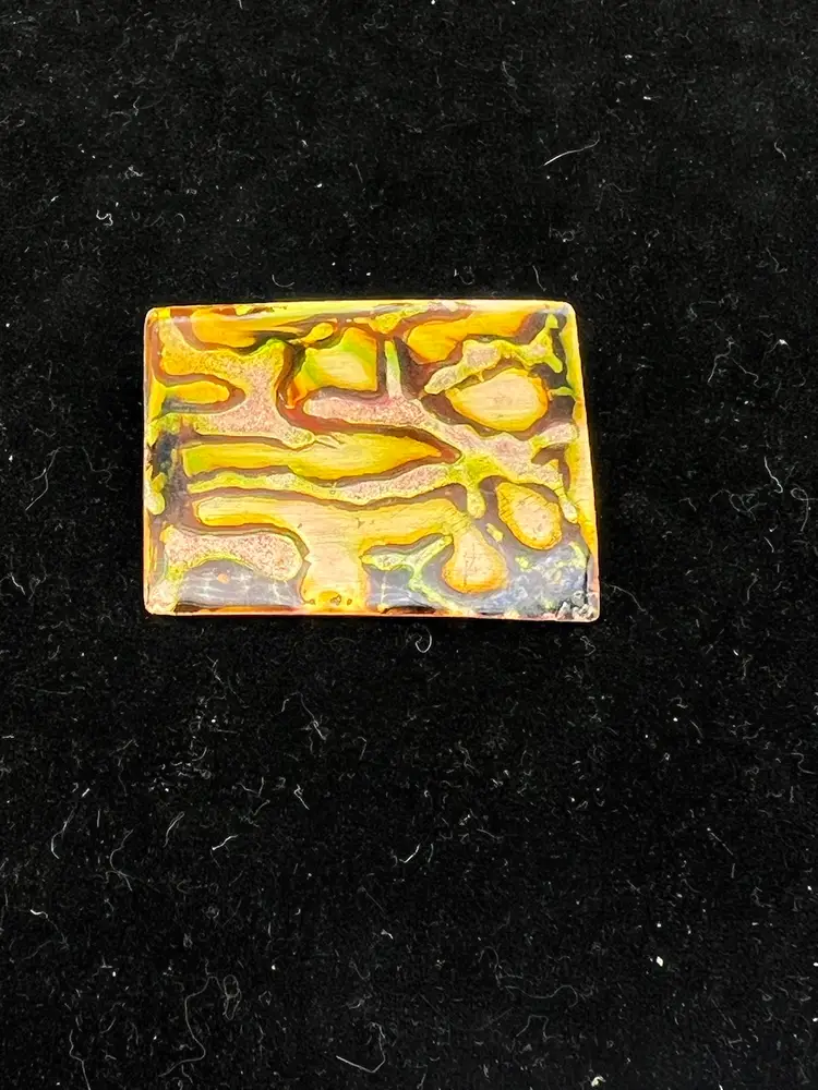 Vintage Modernist Artisan Enamel on Copper Brooch,  2"