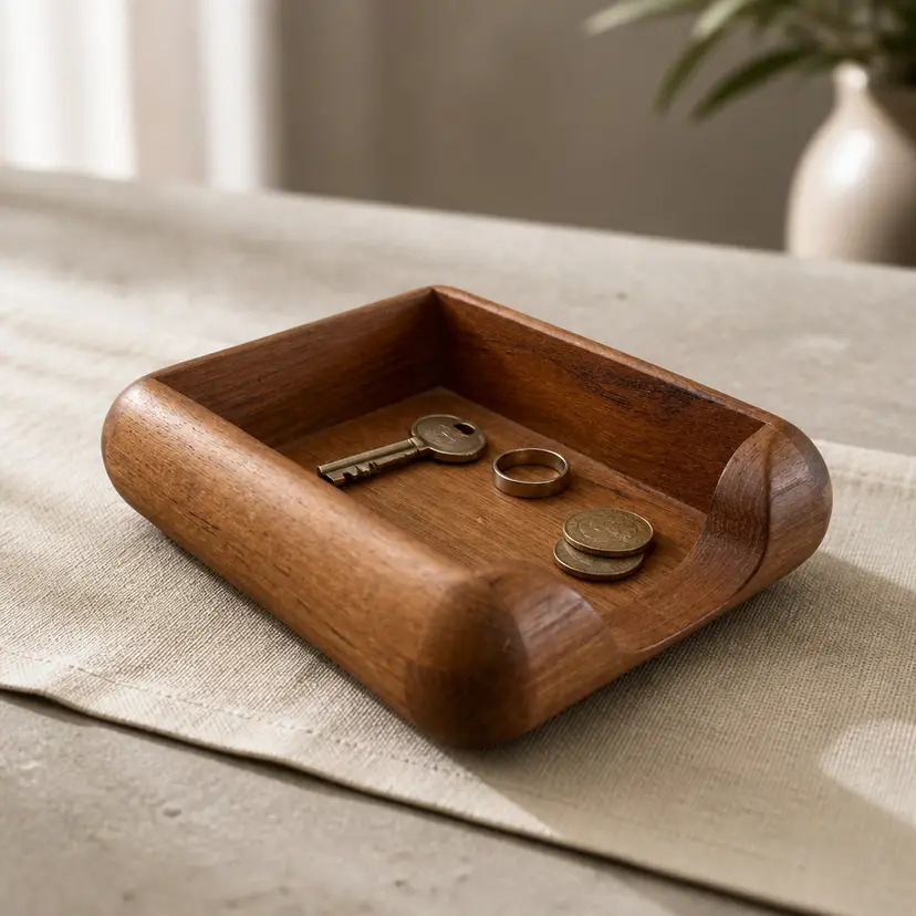 Vintage Kalmar Designs MCM Teak Desk Tray, 8" x 5.5"
