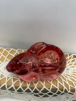 Indiana Glass, Cranberry Bunny, Votive 4 3/4x 2 1/2