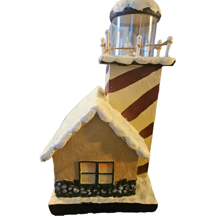 Christmas Village Lighthouse Figurine   Lighted