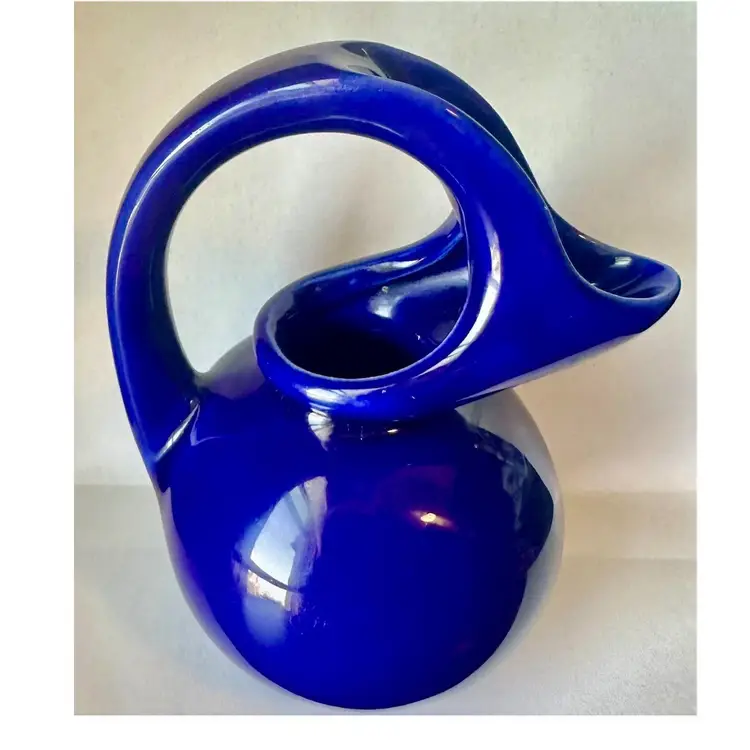Cobalt Blue Hull Pottery Syrup Creamer Pitcher Vase Vintage 665