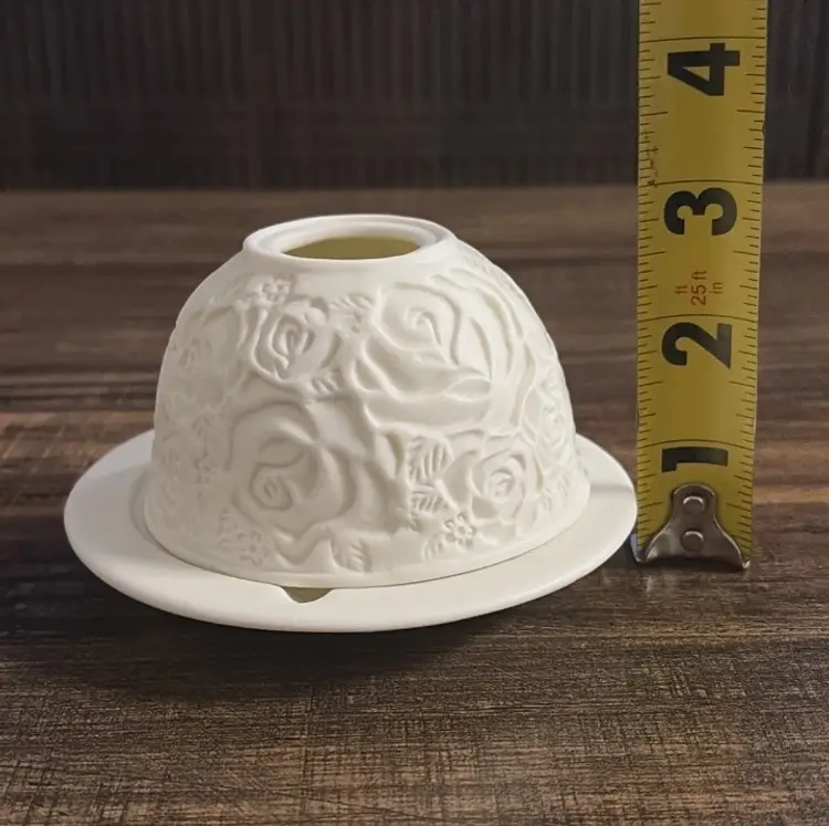 Vintage Fairy Lamp Tealight Votive Candle Holder Sculpted Roses Pattern