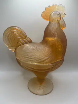 Vintage Westmoreland Honey Amber Glass Footed Rooster