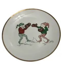 8 Inch Boxing Elves Saucer/Plate