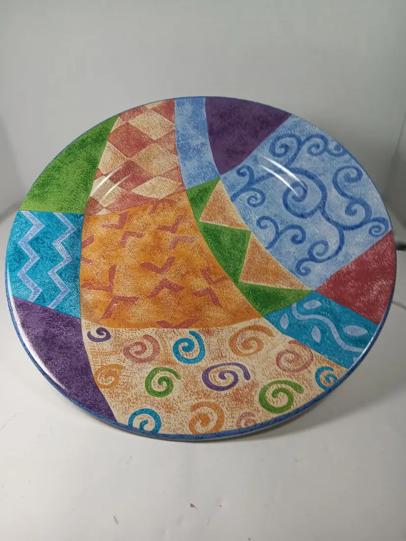 Colorful Geometric Ceramic Plate