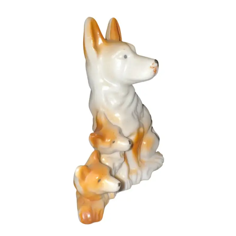 Great Dane Shepard Dog Figurine Mom and Puppies Made in Germany 4"