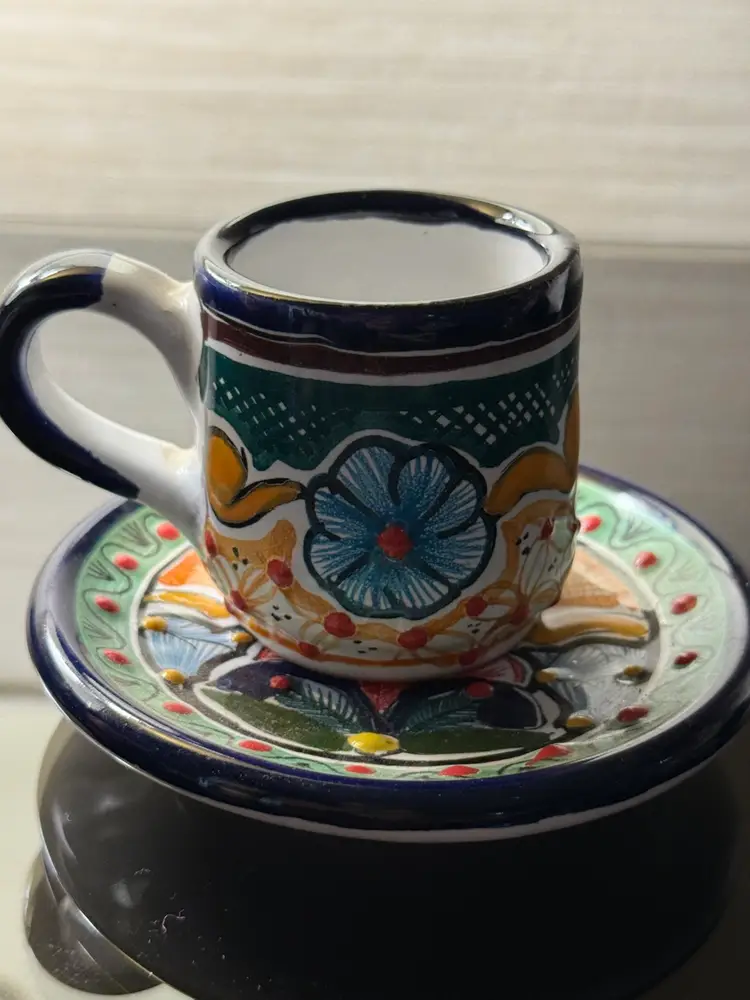 Talavera Espresso Coffee Cup And Saucer