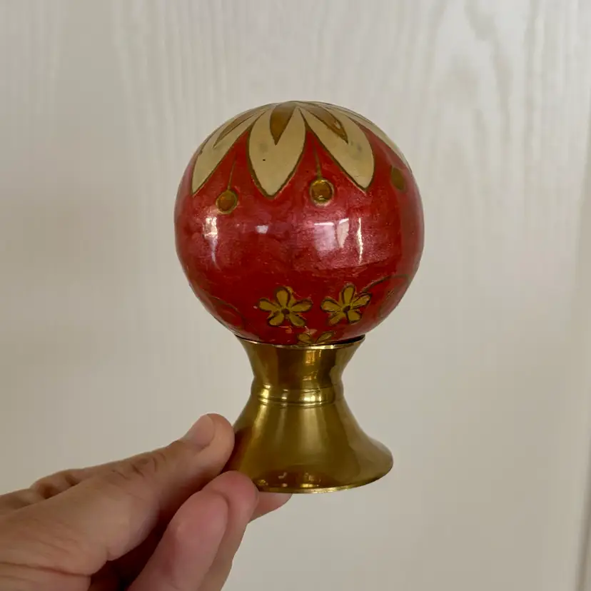 🐇Vintage Cloisonne Enameled Brass Ball Finial