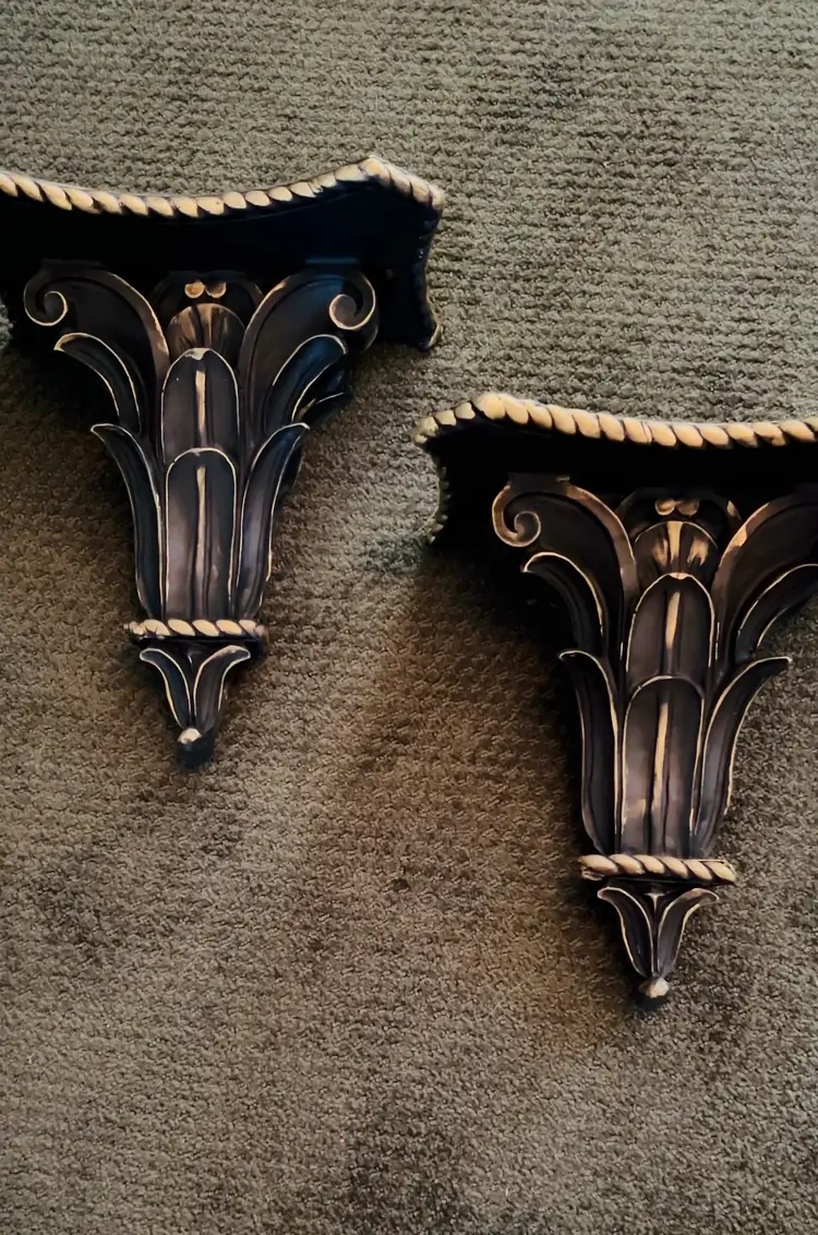 Large Ornate Shelf Sconce Painted Black