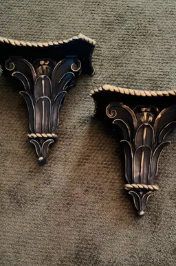 Large Ornate Shelf Sconce Painted Black