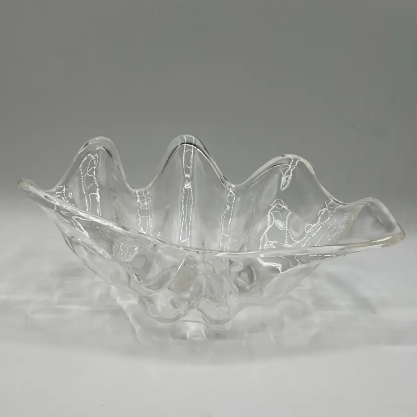 Large #2 Vintage Clear Acrylic Clam Shell Decor Serving Bowl
